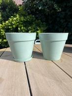 2x Elho urban loft pot 20 cm + 1 schotel mint groen, Tuin en Terras, Kunststof, Rond, Gebruikt, Minder dan 25 cm