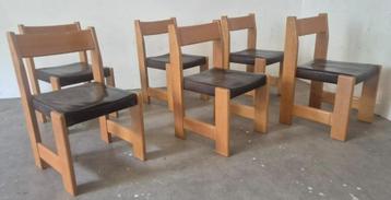 Brutalist eiken eetkamerstoelen beschikbaar voor biedingen
