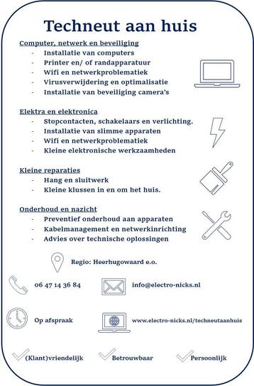 Techneut aan huis beschikbaar voor biedingen