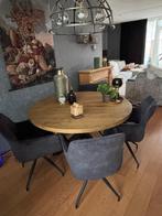 Mooie ronde eiken eettafel met 4 stoelen, Huis en Inrichting, Tafels | Eettafels, Ophalen, Zo goed als nieuw, Vier personen, 100 tot 150 cm