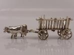 Zilveren miniatuur Hooiwagen met 2 ossen                Z464, Antiek en Kunst, Ophalen of Verzenden, Zilver