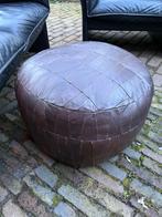 Vintage sixties leren poef, Ophalen, Minder dan 50 cm, Gebruikt, Vintage 60-ties 70-ties