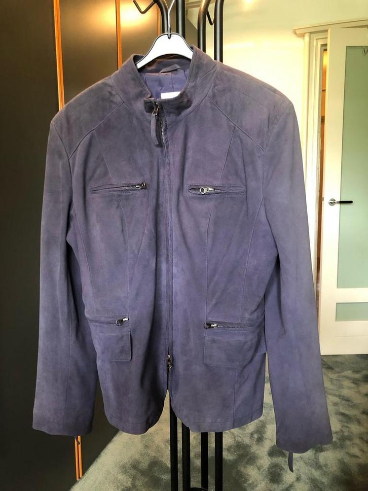 Paars Suede Jasje Peter Hahn Maat 46, Kleding | Dames, Jassen | Winter, Zo goed als nieuw, Maat 46/48 (XL) of groter, Paars, Ophalen of Verzenden