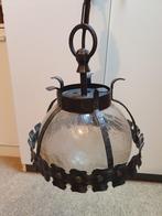 Hanglamp glas smeedijzer, Gebruikt, Ophalen of Verzenden, Glas, Vintage retro