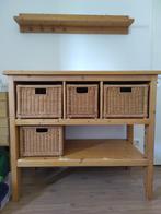 Massief houten commode en plankje, Ophalen, Gebruikt, 50 tot 70 cm, 100 cm of meer