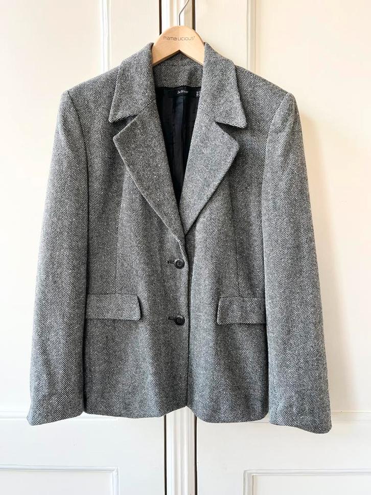 Inwear colbert jasje 80% wol zwart/wit visgraat, maat 42, Kleding | Dames, Jasjes, Kostuums en Pakken, Zo goed als nieuw, Jasje