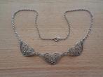 zilveren filigrain ketting met makasiet [518], Verzenden, Zo goed als nieuw, Met kristal, Zilver