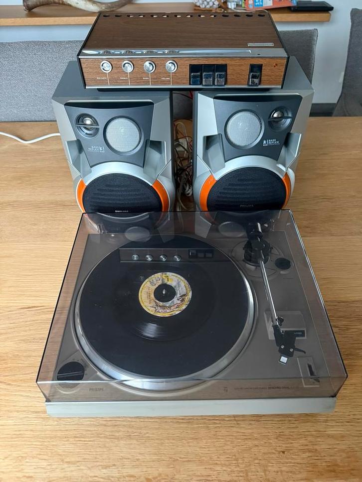 PHILIPS PLATENSPELER , 2 PHILIPS BOXEN,ARISTONA VERSTERKER, Audio, Tv en Foto, Platenspelers, Gebruikt, Platenspeler, Philips