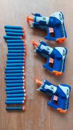 3 Nerf pistolen met 25 pijltjes, Gebruikt, Ophalen of Verzenden