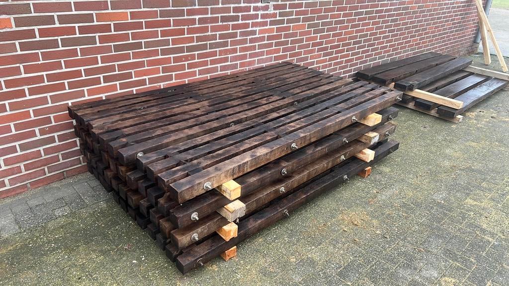 Hardhout balken bongossi azobé houten omheining, Ophalen, 250 cm of meer, Balken, Hardhout
