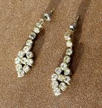 Oorbellen strass oorhangers strassstenen cluster, Overige materialen, Ophalen of Verzenden, Zilver, Met strass