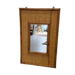 Vintage rechthoekige rotan spiegel, Huis en Inrichting, Woonaccessoires | Spiegels, Minder dan 50 cm, Ophalen of Verzenden, Zo goed als nieuw