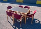 vintage Farstrup Scandinavische Deense eettafel + 6 stoelen, Ophalen, Gebruikt, 50 tot 100 cm, Vijf personen of meer