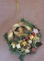 Deur kerstkrans van rieten ring omwikkeld 25 cm doorsnede, Ophalen of Verzenden, Gebruikt