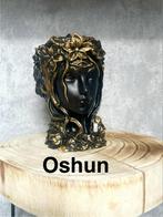 Bloempot vaas vrouwen gezicht - Oshun zwart - goud, Kunststof, Rond, Ophalen of Verzenden, Zo goed als nieuw