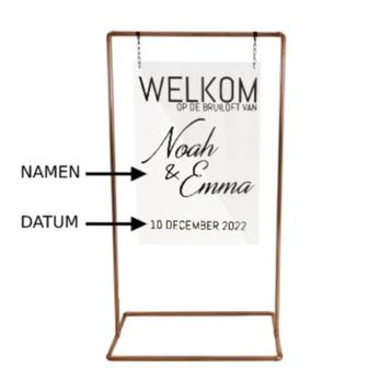 Koperen Frame & Gepersonaliseerde Welkomstbord - Te Huur beschikbaar voor biedingen
