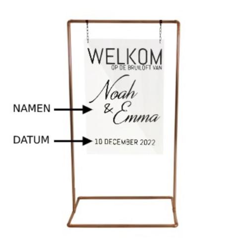 Koperen Frame & Gepersonaliseerde Welkomstbord - Te Huur, Hobby en Vrije tijd, Feestartikelen | Verhuur, Nieuw, Ophalen