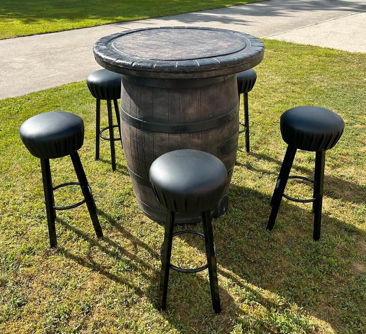 Statafel Wijnvat Met Of Zonder Barkrukken, Huis en Inrichting, Barkrukken, 60 tot 90 cm, Kunststof, 5 krukken of meer, Ophalen