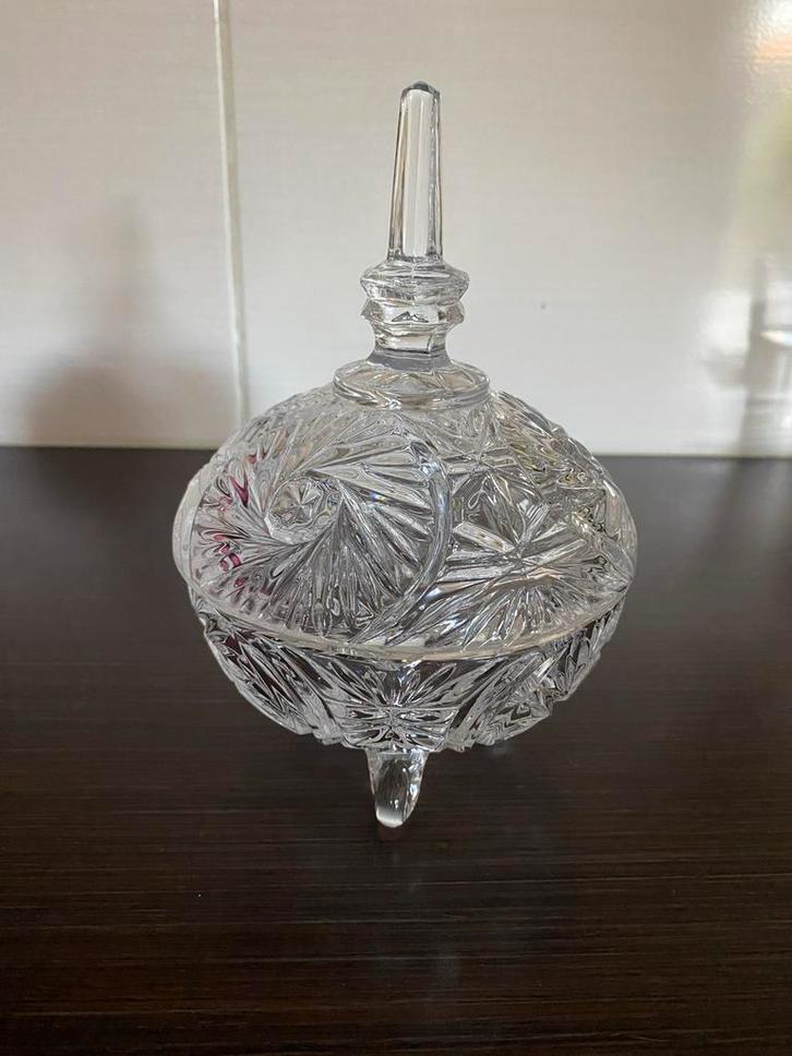 Kristallen Bonbonschaal met Deksel, Antiek en Kunst, Antiek | Glas en Kristal, Ophalen of Verzenden