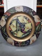 PRACHTIG BESCHILDERD HOUTEN WANDSCHOTEL (olieverf) diam 30cm, Ophalen of Verzenden