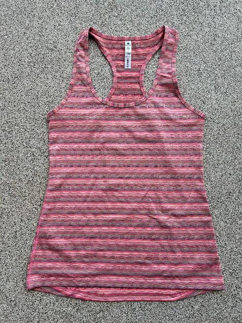 roze gestreepte top, Kleding | Dames, Tops, Zo goed als nieuw, Maat 38/40 (M), Roze, Zonder mouw, Ophalen of Verzenden