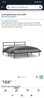 vidaXL Bedframe Metaal Zwart 200x200cm, Zwart, Ophalen of Verzenden, Overige maten, Metaal