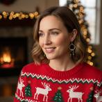 (Kerst)oorbellen met rode en groene jade, Hangers, Nieuw, Ophalen of Verzenden, Met edelsteen