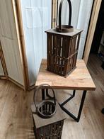 Houten Lantaarns / Kandelaars, Huis en Inrichting, Woonaccessoires | Kandelaars en Kaarsen, Bruin, Ophalen of Verzenden, Zo goed als nieuw