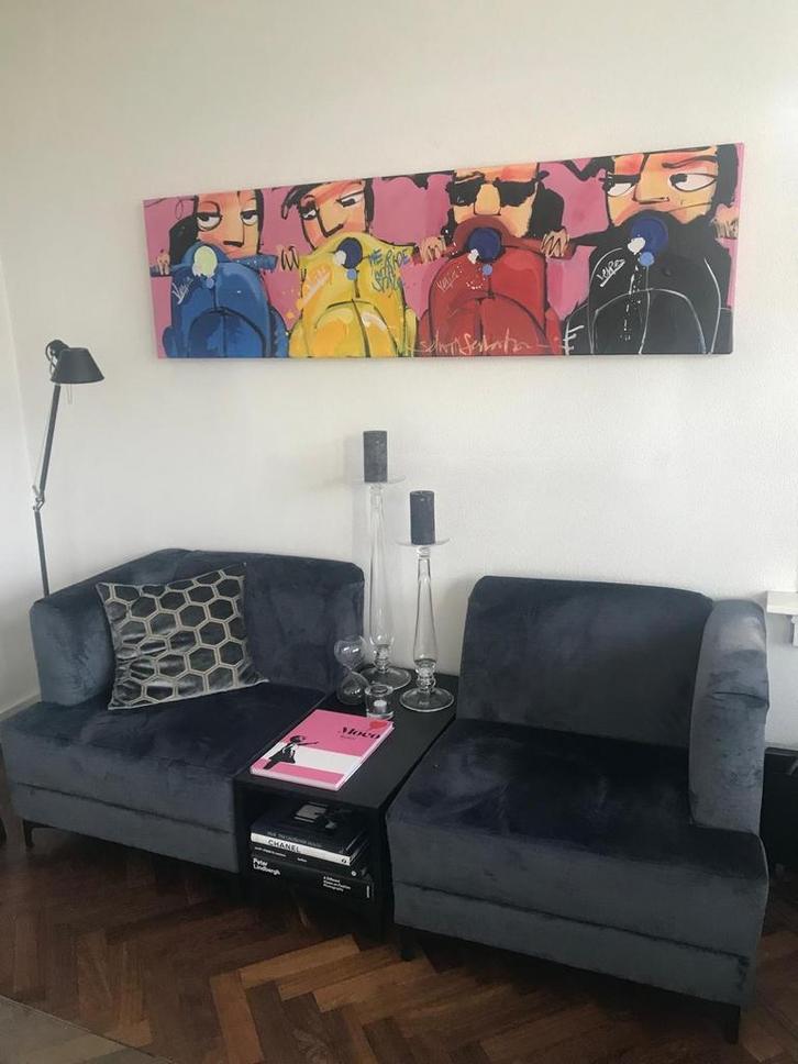 2 Whoon Julia fauteuils + bijzettafel - als nieuw!, Huis en Inrichting, Fauteuils, Zo goed als nieuw, Stof, 75 tot 100 cm, 75 tot 100 cm