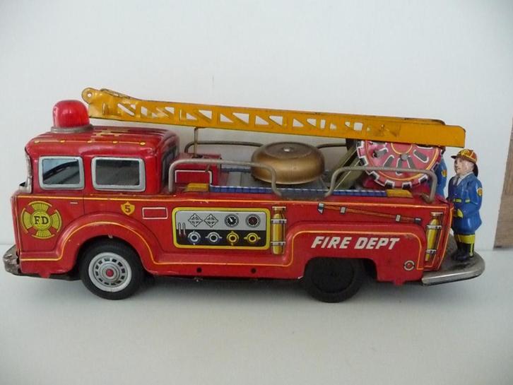 blikken BRANDWEERWAGEN made in Japan uit begin 60-er jaren, Antiek en Kunst, Antiek | Speelgoed, Ophalen of Verzenden