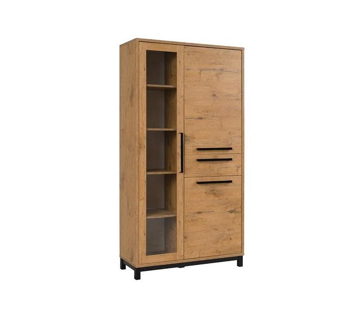 Vitrinekast industrieel hout zwart - Haco (nieuwstaat), Huis en Inrichting, Kasten | Vitrinekasten, Zo goed als nieuw, 150 tot 200 cm