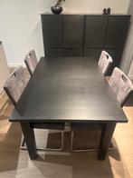 Zwarte Eettafel met 4 Stoelen – Zo Goed Als Nieuw, Huis en Inrichting, Tafels | Eettafels, Ophalen, 100 tot 150 cm, Zo goed als nieuw