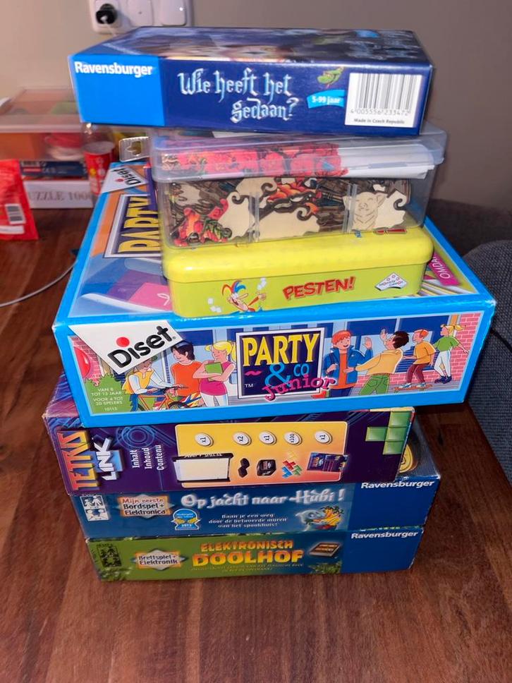 Stapeltje Gezelschapsspellen, Hobby en Vrije tijd, Gezelschapsspellen | Bordspellen, Gebruikt, Een of twee spelers, Ophalen of Verzenden