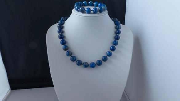 Lapis lazuli ketting/armband-set, Sieraden, Tassen en Uiterlijk, Kettingen, Nieuw, Steen of Mineraal, Blauw, Met edelsteen, Verstelbaar