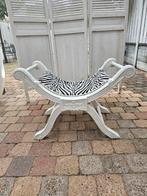 Brocant Bankje Wit, Huis en Inrichting, Banken | Voetenbanken en Poefen, Ophalen, Gebruikt, Rechthoekig, 125 cm of meer