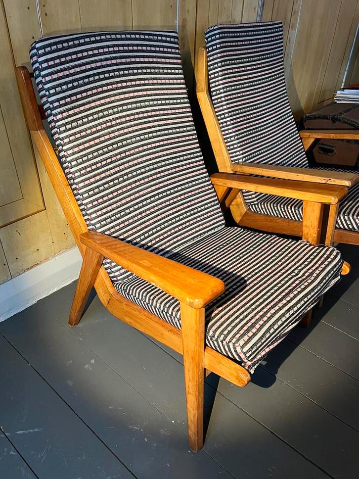 Vintage Rob Parry 1611 stoelen, Huis en Inrichting, Stoelen, Gebruikt, Twee, Hout, Stof, Overige kleuren, Ophalen