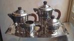art deco verzilverd koffieservies chocoladekan kubistisch, Verzenden
