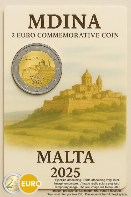 2 euro coincard MALTA 2025 Mdina, Postzegels en Munten, Munten | Europa | Euromunten, Losse munt, 2 euro, Malta, Verzenden