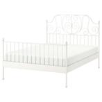 Ikea Leivrik bedframe. (Zonder lattenbodem!) met middenbalk, Huis en Inrichting, Ophalen, Wit, 140 cm, Zo goed als nieuw