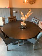 Ronde zwarte eettafel + 2 nieuwe stoelen, Huis en Inrichting, 4 tot 6 stoelen, Gebruikt, Landelijk, Ophalen of Verzenden