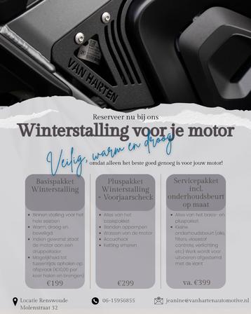 Winterstalling voor jouw motor – droog & beveiligd! beschikbaar voor biedingen