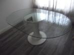 Eettafel met glazen blad, Huis en Inrichting, Tafels | Eettafels, Glas, 100 tot 150 cm, 150 tot 200 cm, Gebruikt