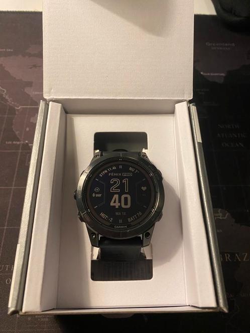 Garmin fenix 7 pro sapphire, Sieraden, Tassen en Uiterlijk, Sporthorloges, Zo goed als nieuw, Android, Zwart, Afstand, Calorieverbanding