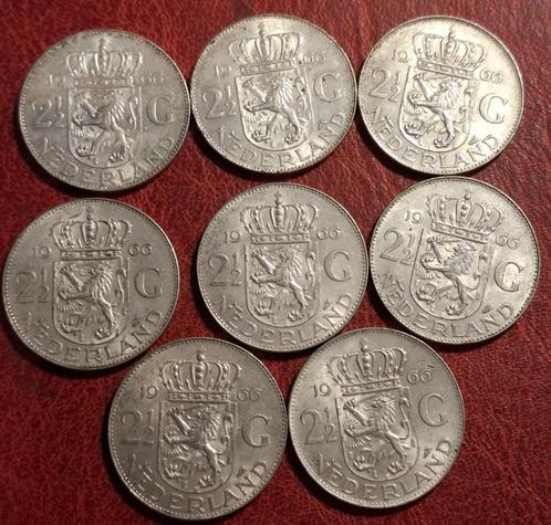 Nederland 8 zilveren Juliana knaken 1966  (B4690), Postzegels en Munten, Munten | Nederland, Setje, 2½ gulden, Koningin Juliana
