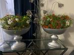 Decoratieve bloemstukken in zilveren vazen, Huis en Inrichting, Woonaccessoires | Kunstplanten en Kunstbloemen, Ophalen of Verzenden