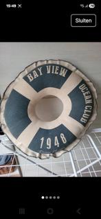 Riviera Maison Boei Kussen - Decoratief, Ophalen of Verzenden, Zo goed als nieuw, Beige, Rond