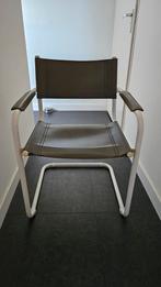 4 Bauhaus design buisframe stoelen, grijs leer, Huis en Inrichting, Stoelen, Ophalen, Grijs, Leer