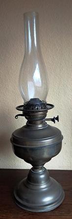 Engelse koperen olielamp 1900 met dubbele pit., Ophalen, Koper