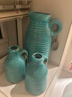 Turquoise vaas van H&S Collection, Blauw, Aardewerk of Porselein, Ophalen of Verzenden, Zo goed als nieuw