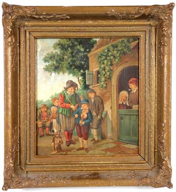 Hollandse schilderij ca 1870 zeldzaam mooie scène beschikbaar voor biedingen